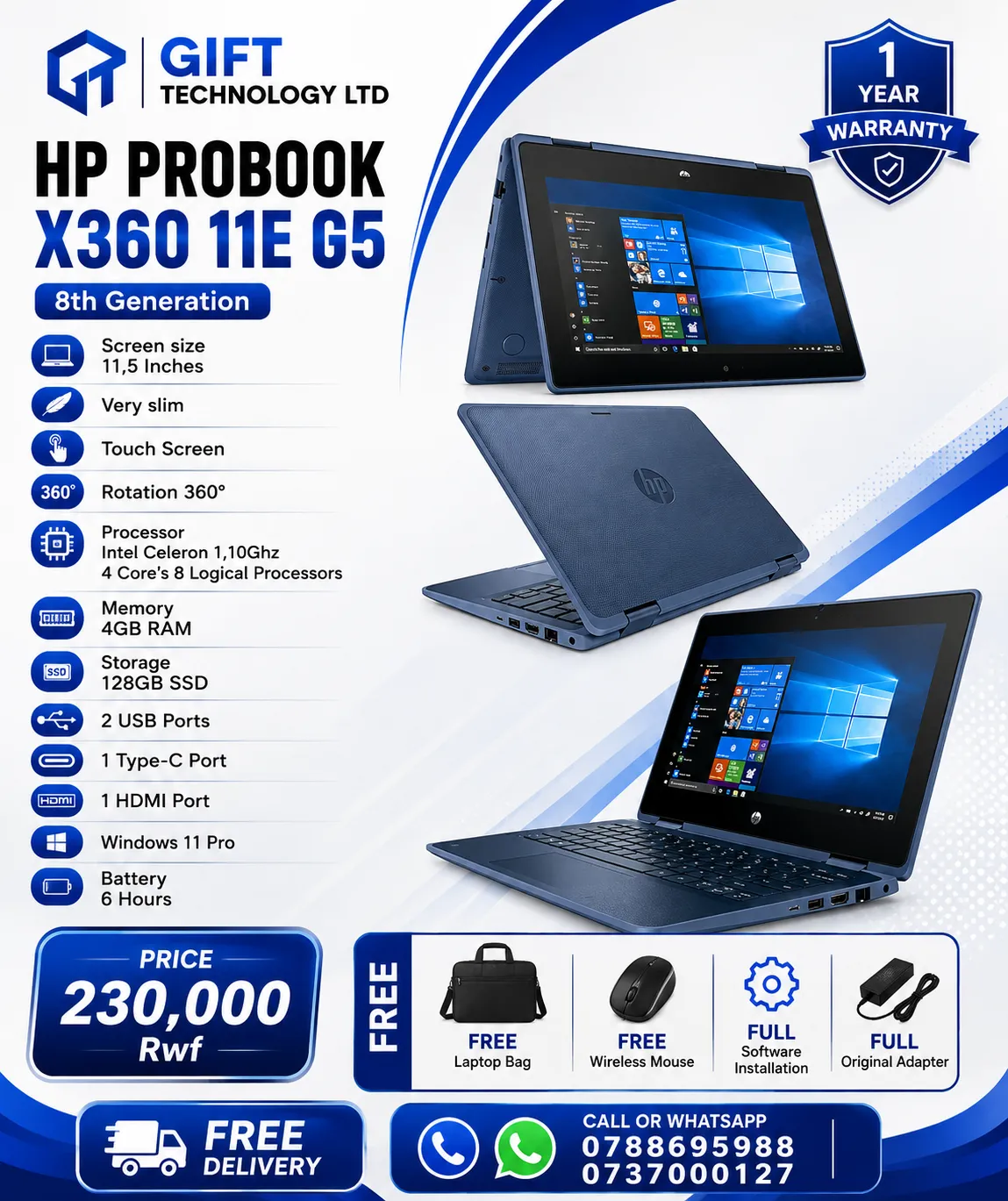 hp Elitebook X360 11EE G5 8th Generation Laptop 128GB for sale in Kigali