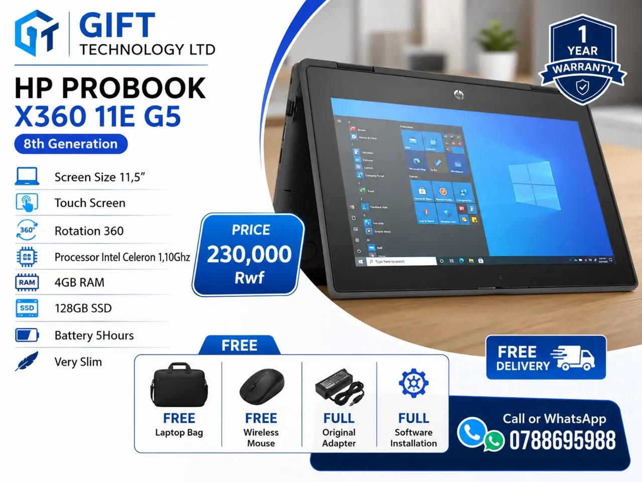 hp Probook X360 11EE G5 8th Generation Laptop 128GB for sale in Kigali