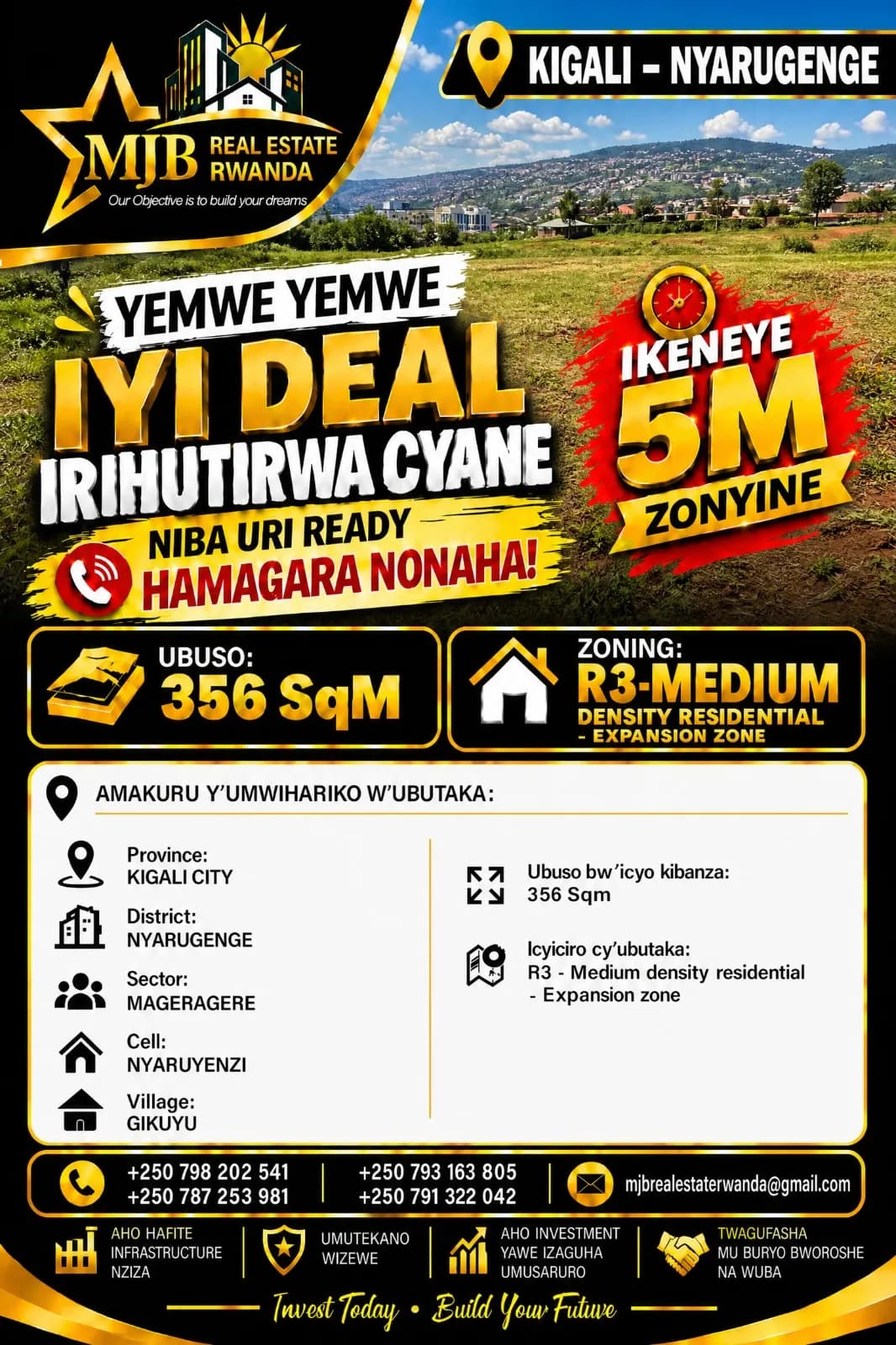 Sure deal plot for sale for rent in Kigali